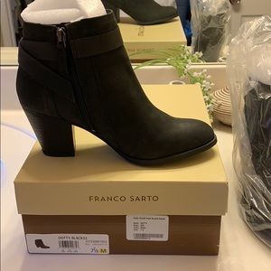 Franco Sarto Dotty Black32 Leather Bootie 7.5 New